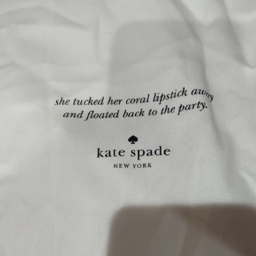 Kate Spade Dust Bag, Large White Fabric with Black Text